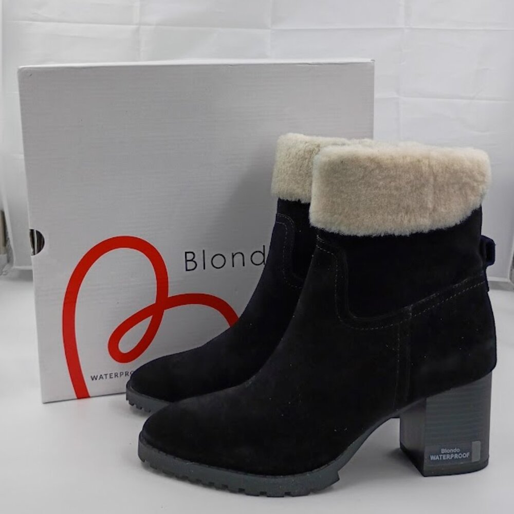 Blondo Tia Black Boot with Cream Faux Fur Women's Size 6.5, 8.5, 9, 9.5, 10